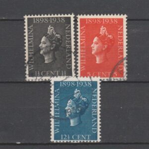 Nederland 1938 310-312 40 jaar Regeringsjublieum gestempeld