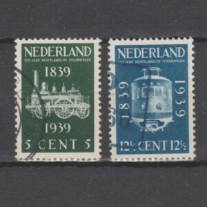 Nederland 1939 325-326 100 jaar spoorwegen gestempeld
