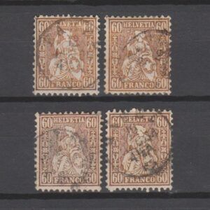 Zwitserland 1862 27 Zittende Helvetia gestempeld