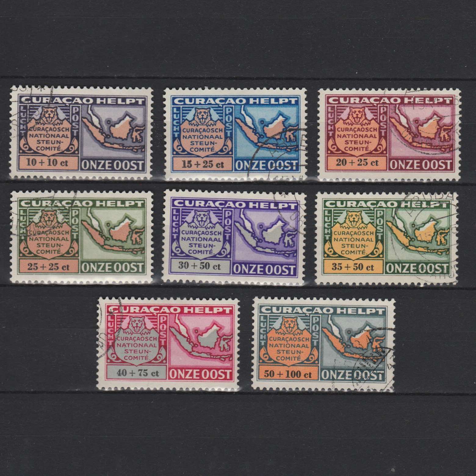 Curaçao 1946 Luchtpost 61-68 gestempeld