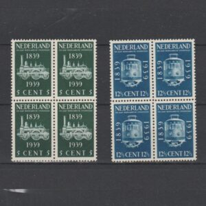 Nederland 1939 325-326 100 jaar Nederlandse Spoorwegenblok van 4 met bemerkingen