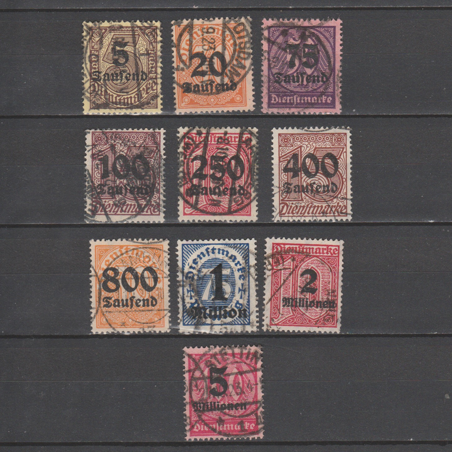 Duitsland 1923 89-98 Dienst gestempeld