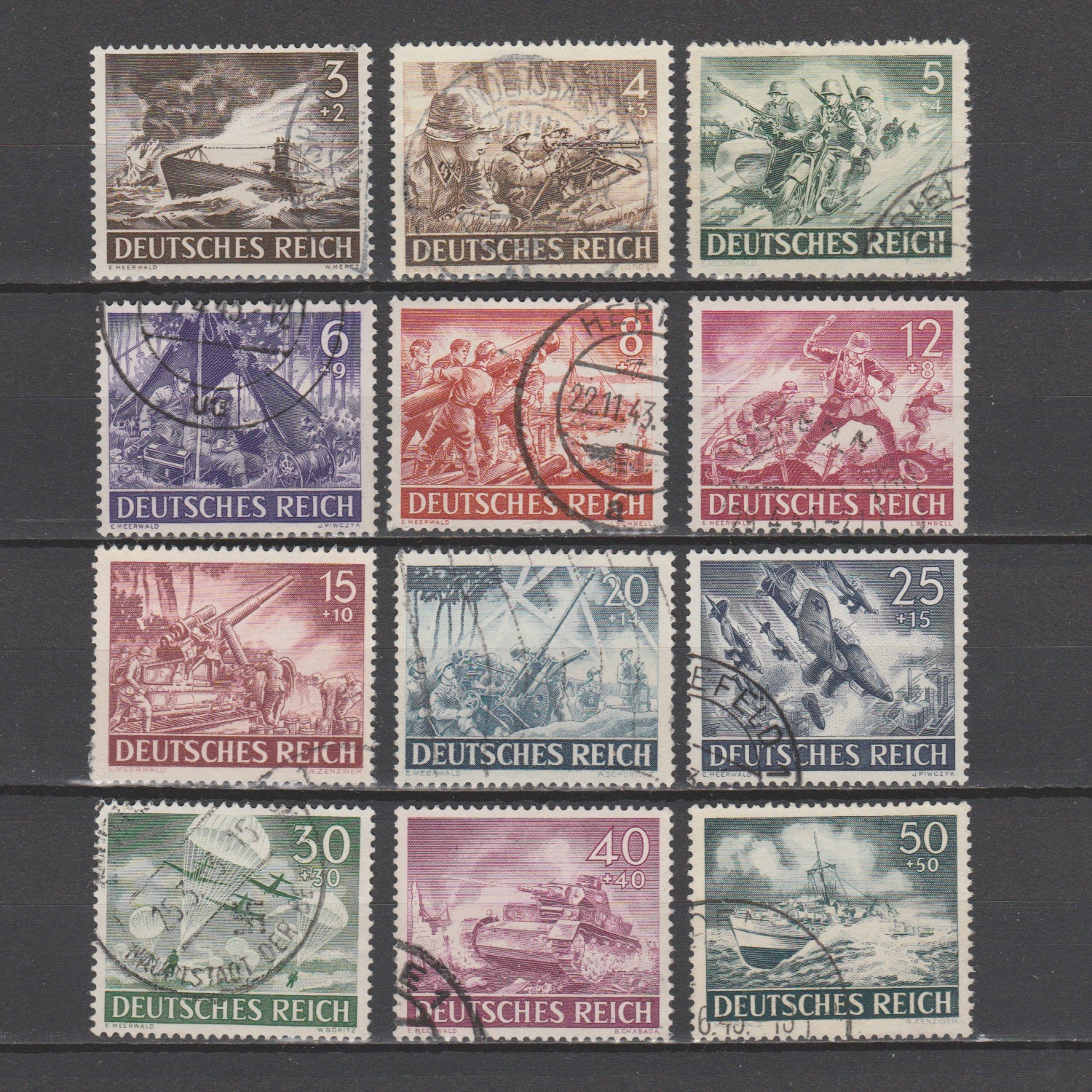 Duitsland 1943 831-842 gestempeld