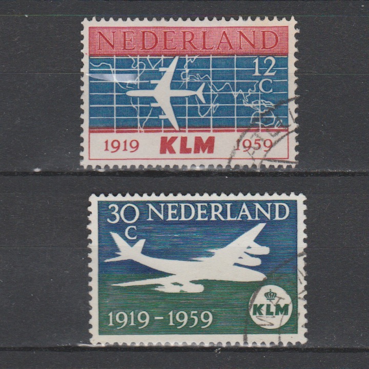 Nederland 1959 729-730 40 jaar KLM gestempeld