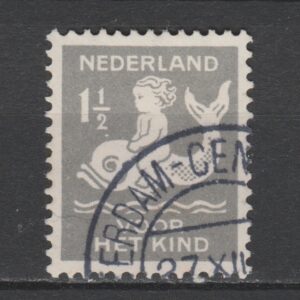 Nederland 1929 225 Druktoevaligheid 'vlek boven hoofd vis' gestempeld