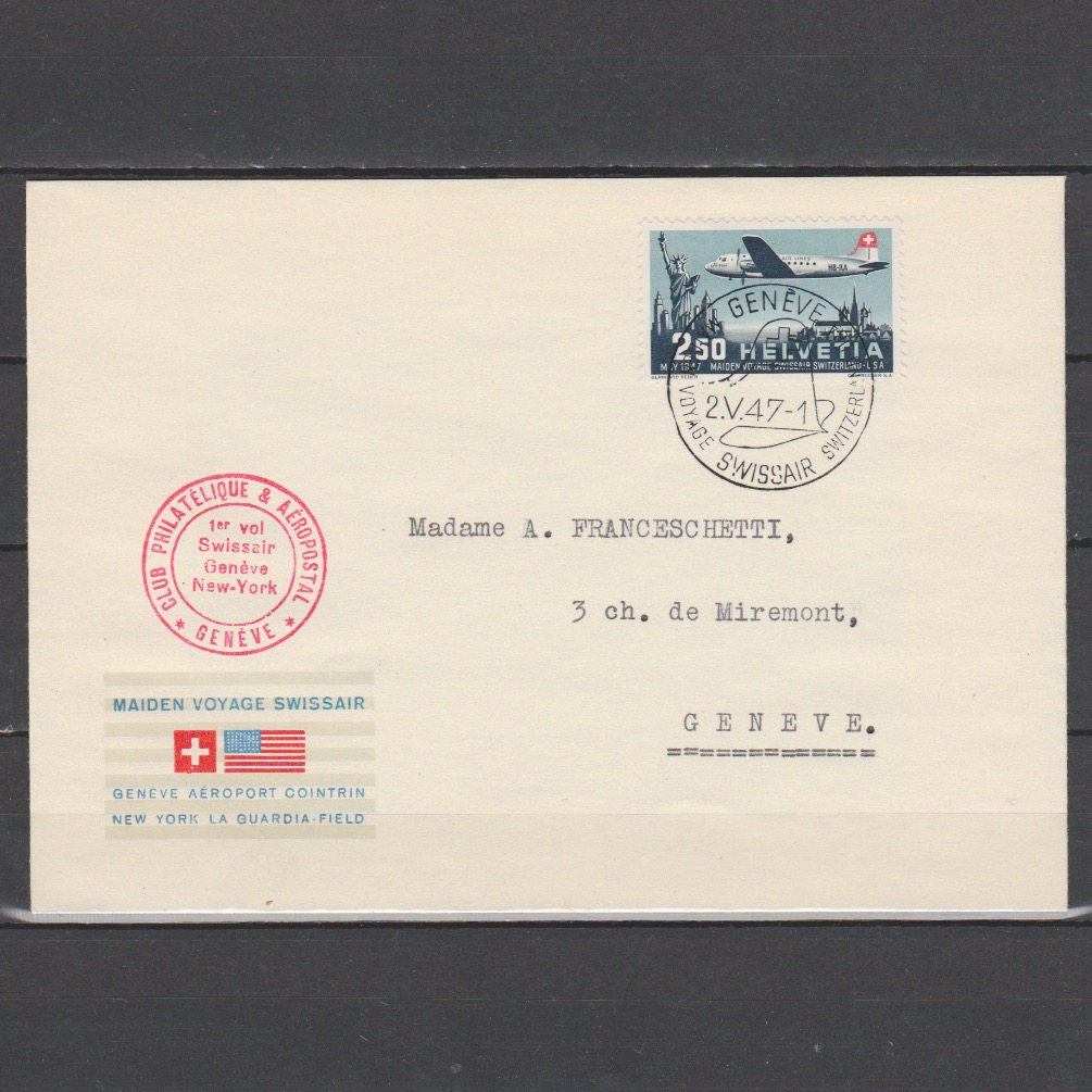 Zwitserland 1947 479 Luchtpost FDC