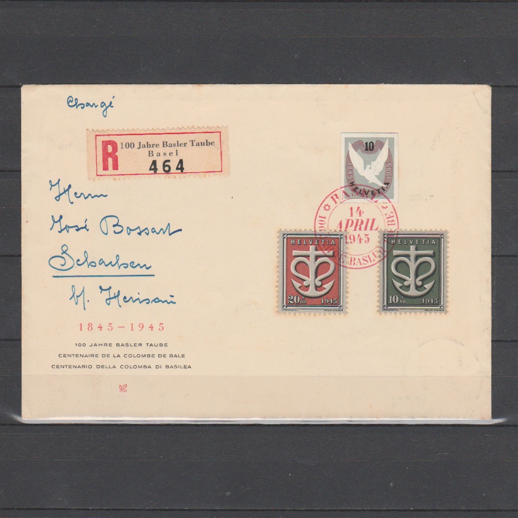 Zwitserland 1945 443-444 & 446 op brief