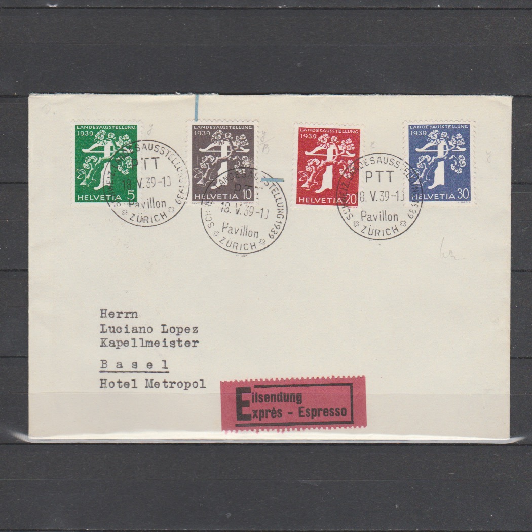 Zwitserland 1939 FDC Landesaustellung (D)