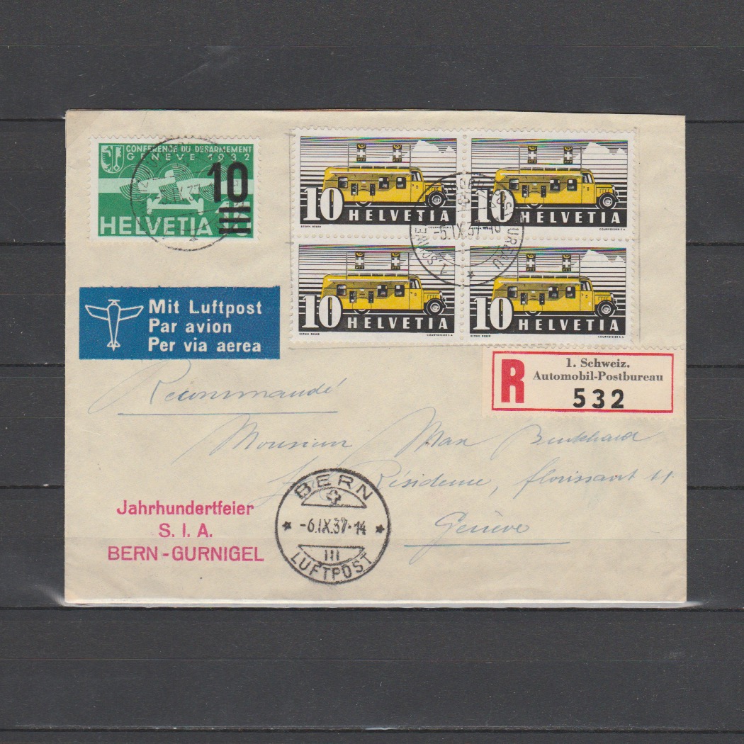 Zwitserland 1937 R brief automobil postbureau Luchtpost