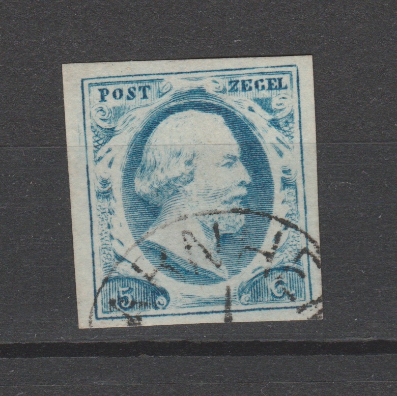 Nederland 1852 1 plaat 1e gestempeld met halfrond Arnhem