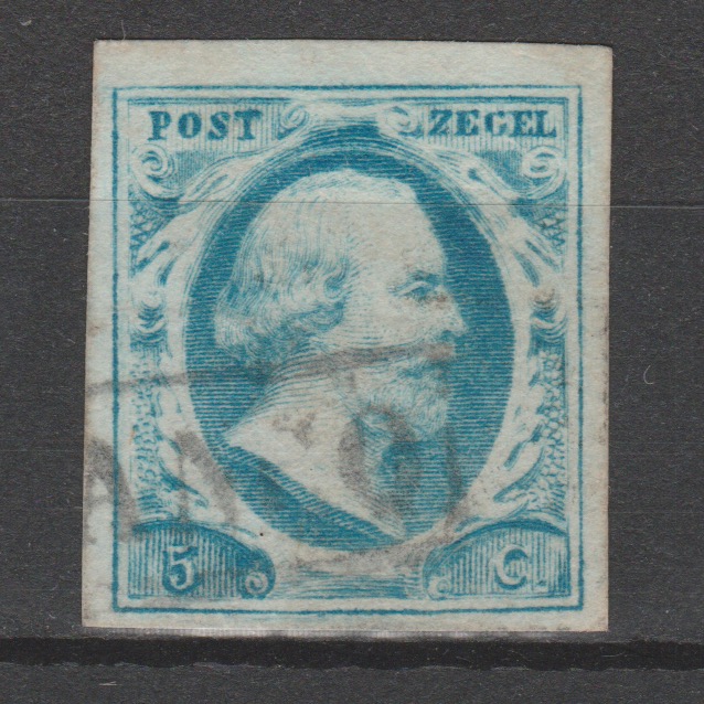 Nederland 1852 1 plaat 1q gestempeld