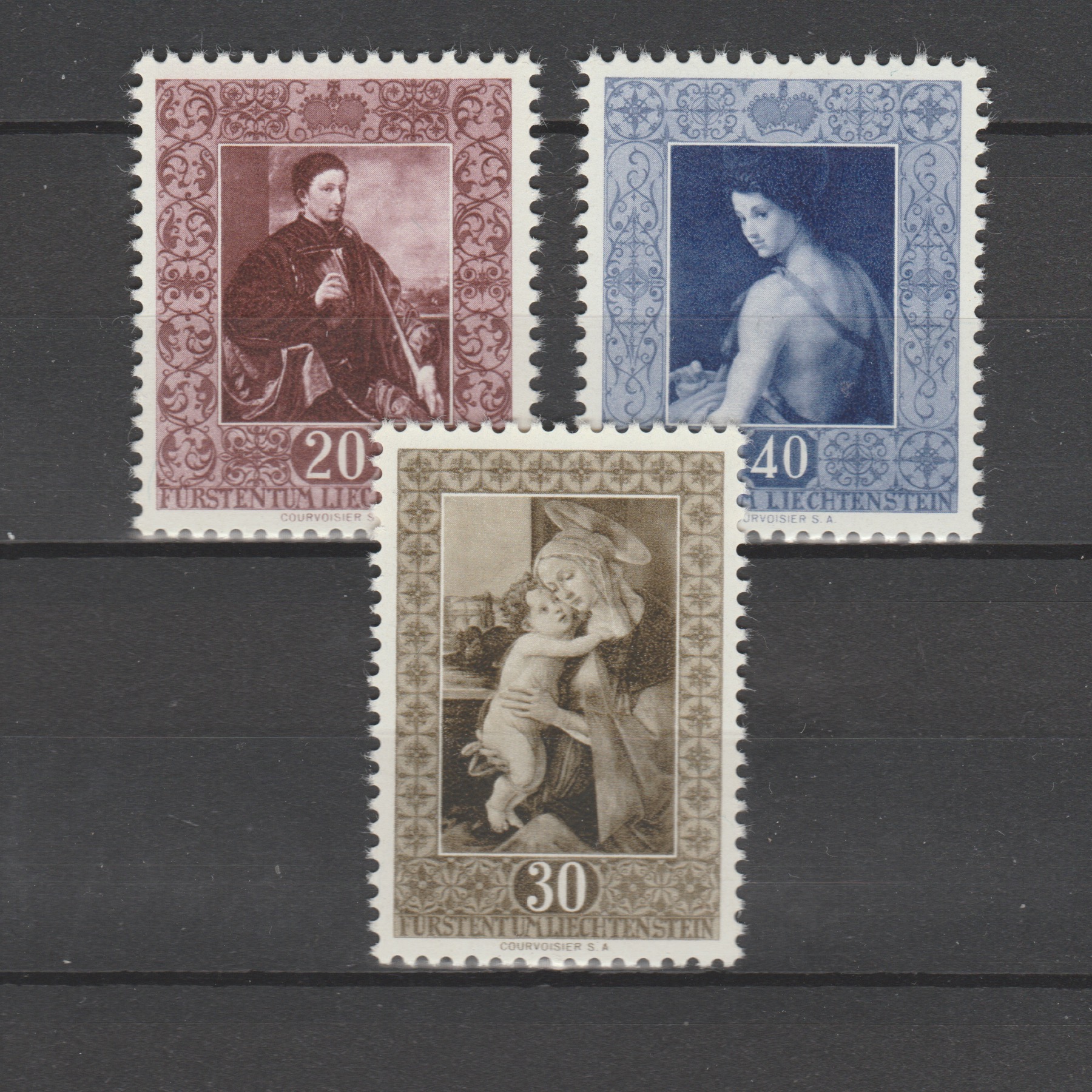 Liechtenstein 1952 306-308 Gemälde au der Fürstlichen Gemäldegalerie