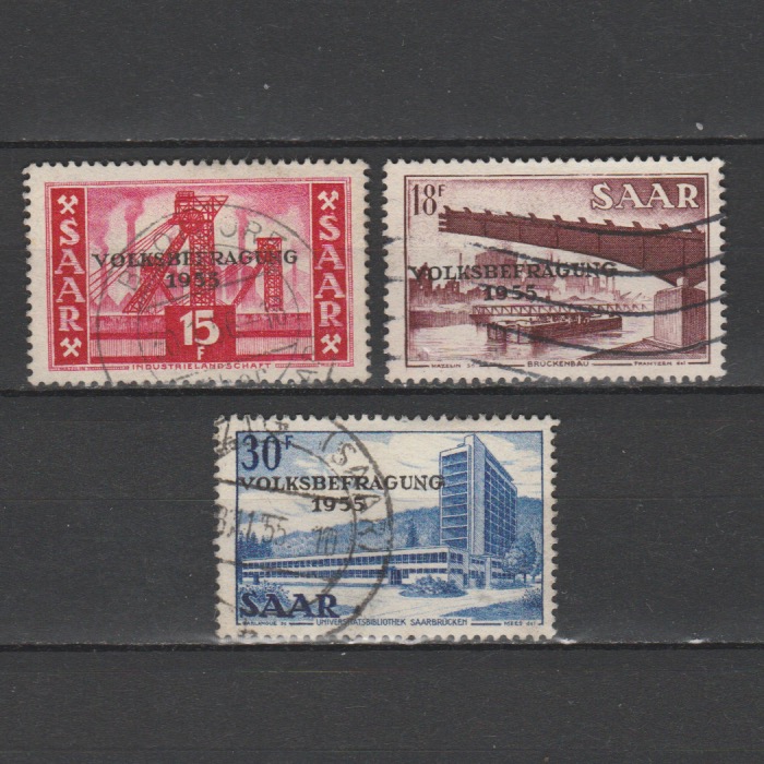 Duitsland 1955 Saar 362-364 gestempeld
