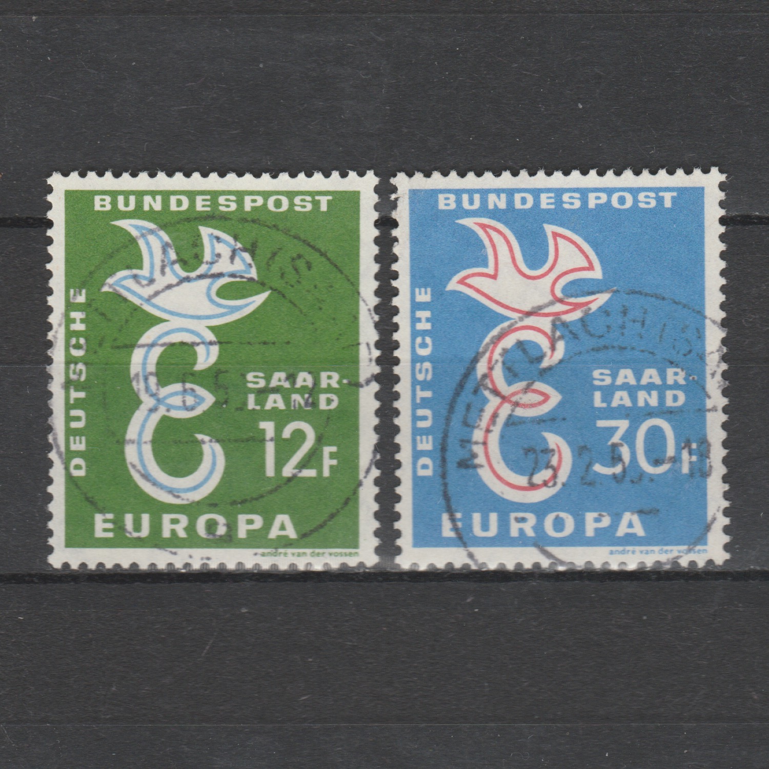 Duitsland 1958 Saarland 439-440 gestempeld