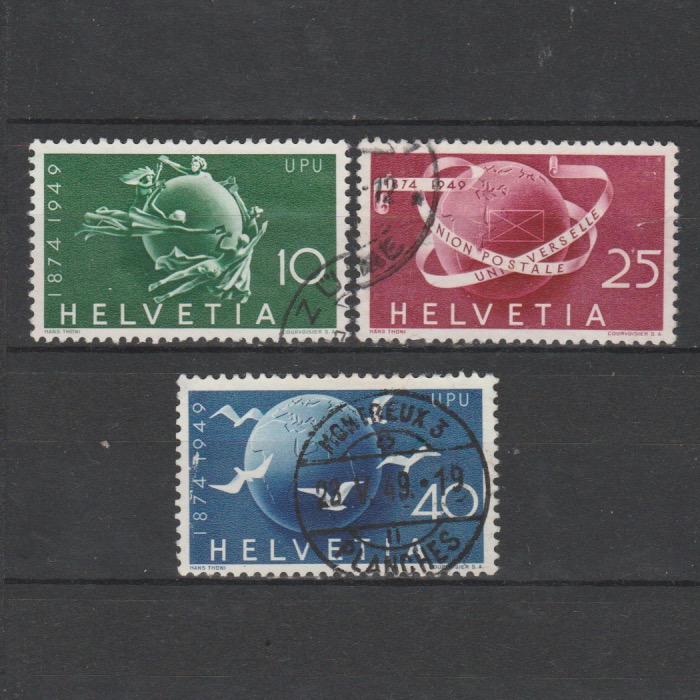 Zwitserland 1949 522-524 75 jaar UPU gestempeld