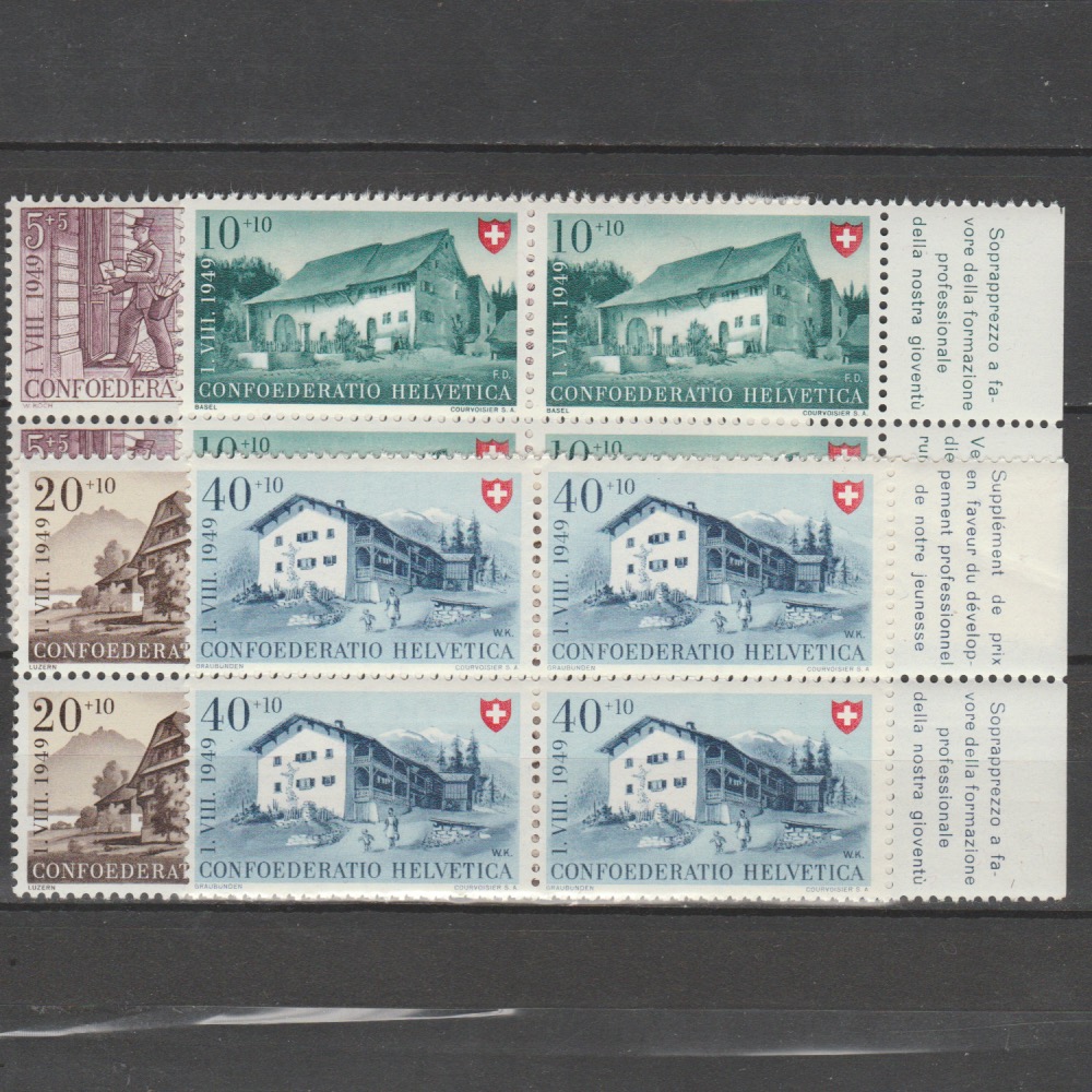 Zwitserland 1949 525-528 Pro Patria in blok van 4