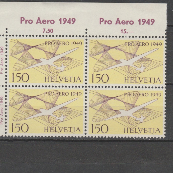 Zwitserland 1949 518 Luchtpost in blok van 4