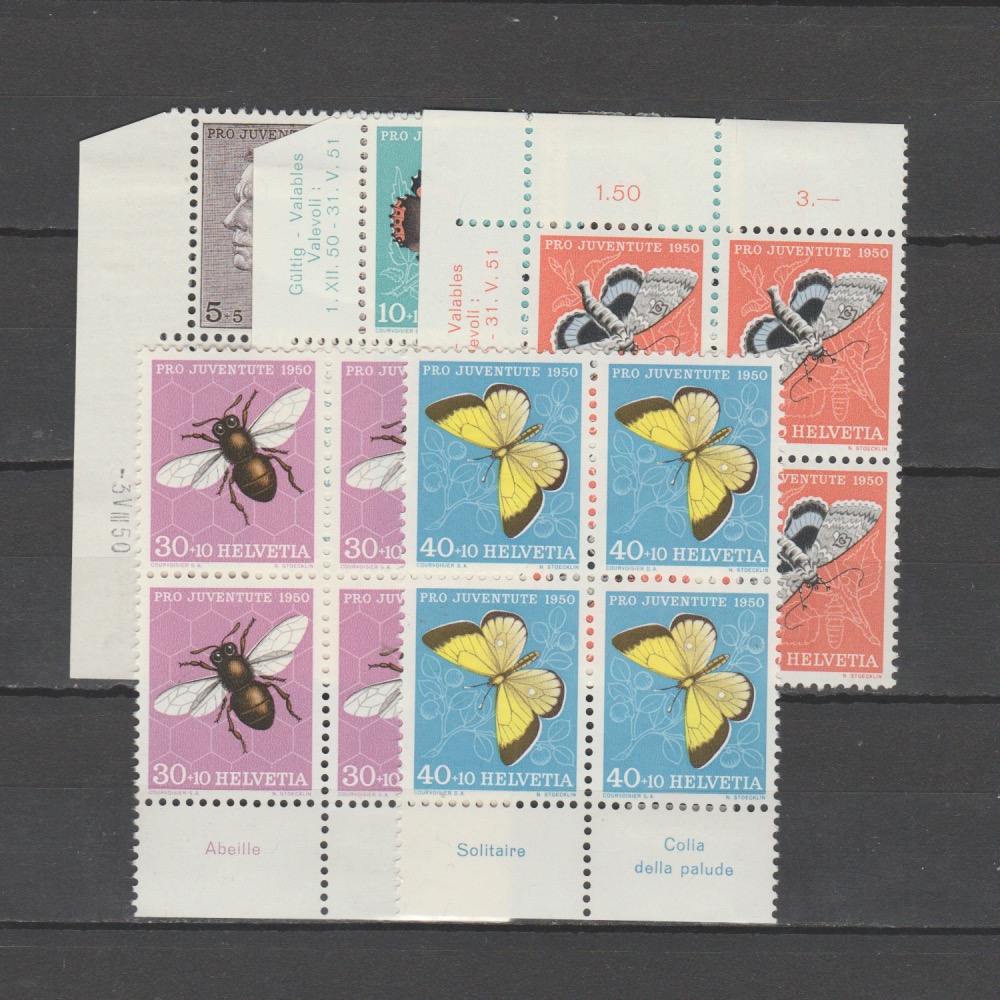 Zwitserland 1950 550-554 Pro Juventute in blok van 4