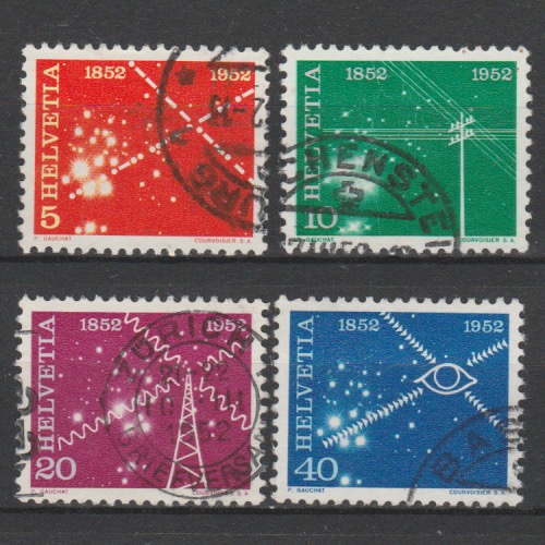 Zwitserland 1952 566-569 100 jaar Elektrische Berichten Verkeer gestempeld