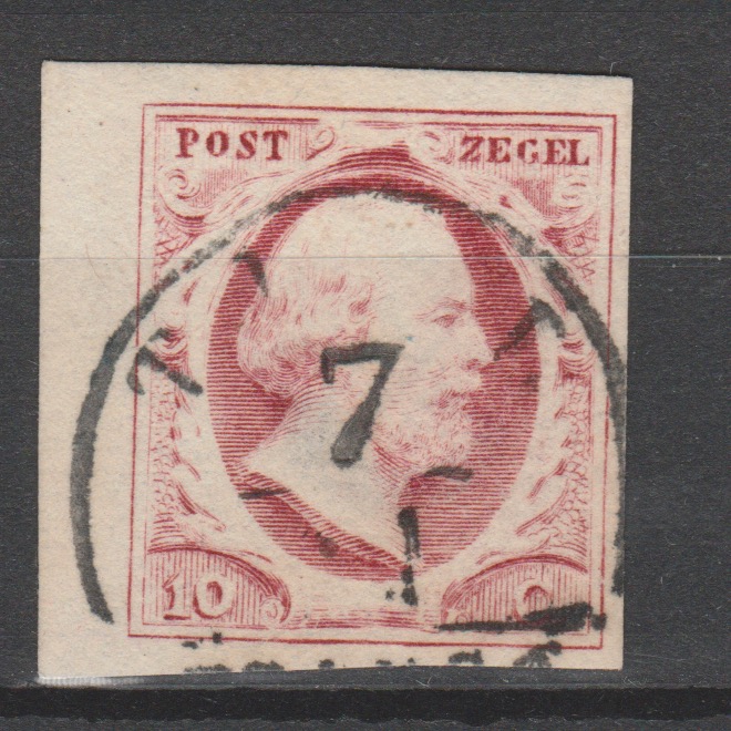 Nederland 1852 2 plaat 2b gestempeld