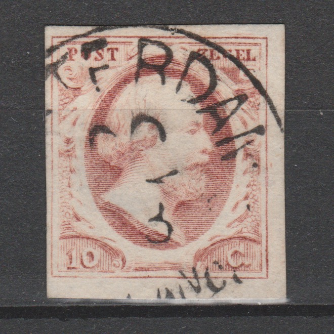 Nederland 1852 2 plaat 2b gestempeld