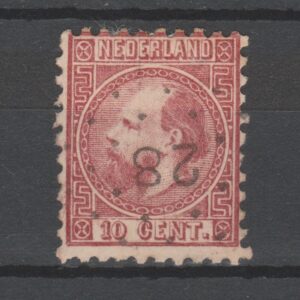Nederland 1867 8 IIB Willem III gestempeld puntstempel Dokkum