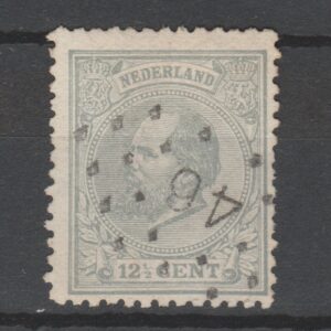 Nederland 1872 22 K Willem III gestempeld puntstempel 46 Haarlem