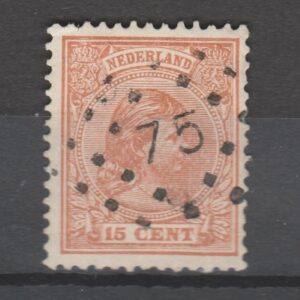 Nederland 1891 39 Wilhelmina loshangend haar gestempeld puntstempel 75 Meppel