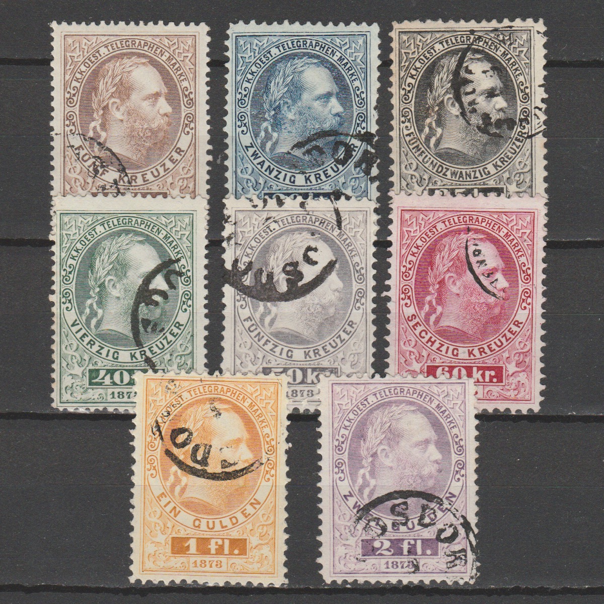 Oostenrijk 1874 T 10-17 Telegraafzegels gestempeld
