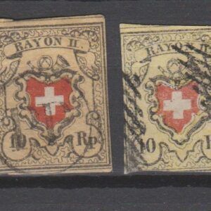 Zwitserland 1850 8 II RAYON II gestempeld met bemerkingen