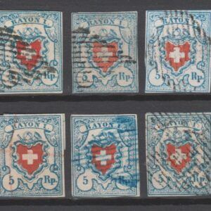 Zwitserland 1851 9II Rayon I gestempeld met bemerkingen