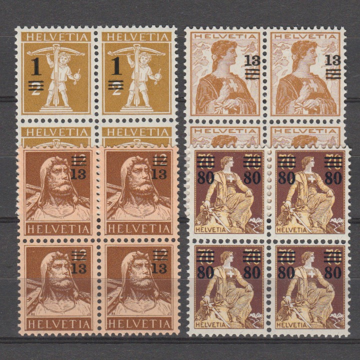 Zwitserland 1915 124-127 Opdruk 4 blok