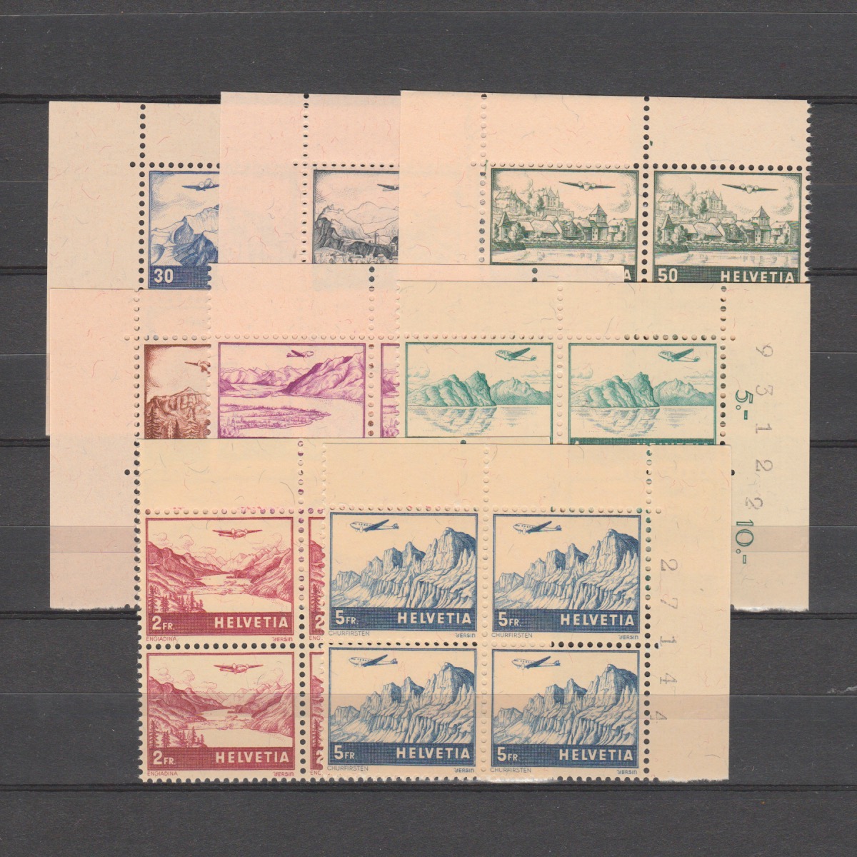Zwitserland 1941 387-394 Luchtpost 4 blok