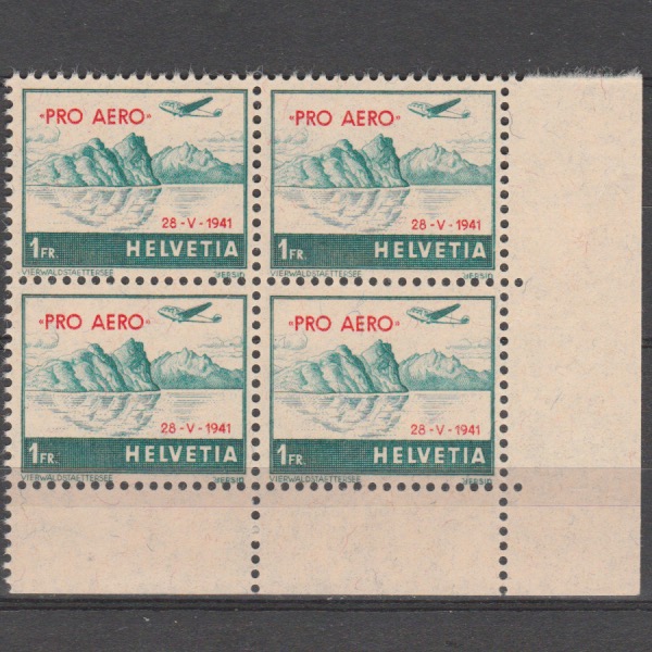 Zwitserland 1941 395 Luchtpost 4 blok