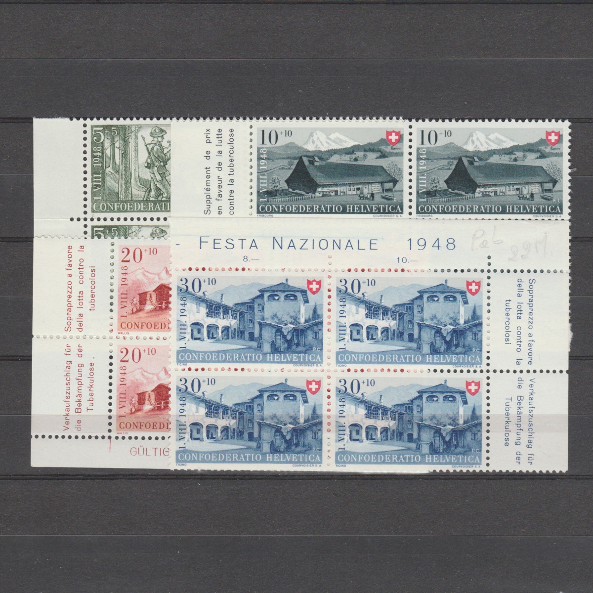 Zwitserland 1948 508-511 Pro Patria 4 blok