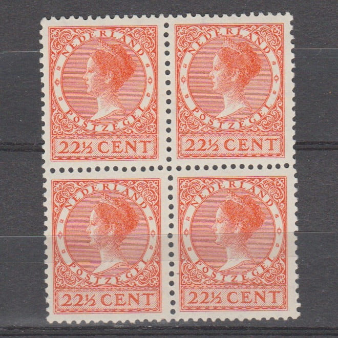 Nederland 1926 191 Wilhemina (Veth) in blok van 4