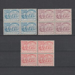 Nederland 1907 87-89 De Ruyter in blok van 4 met plaatfouten en bemerking