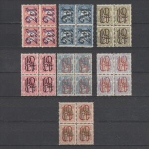 Nederland 1923 114-120 Opruimingsuitgifte in blok van 4 met plaatfouten