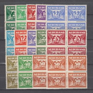 Nederland 1940 379-391 Vliegende Duif in blok van 4 met bemerkingen