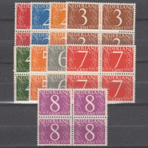 Nederland 1946 460-468 Cijfer in blok van 4 met bemerkingen