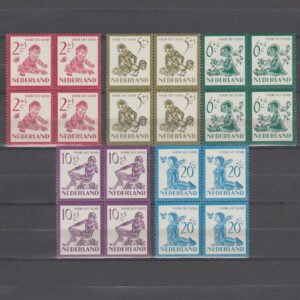 Nederland 1950 563-567 in blok van 4 met plaatfouten in 565, 566 en 567
