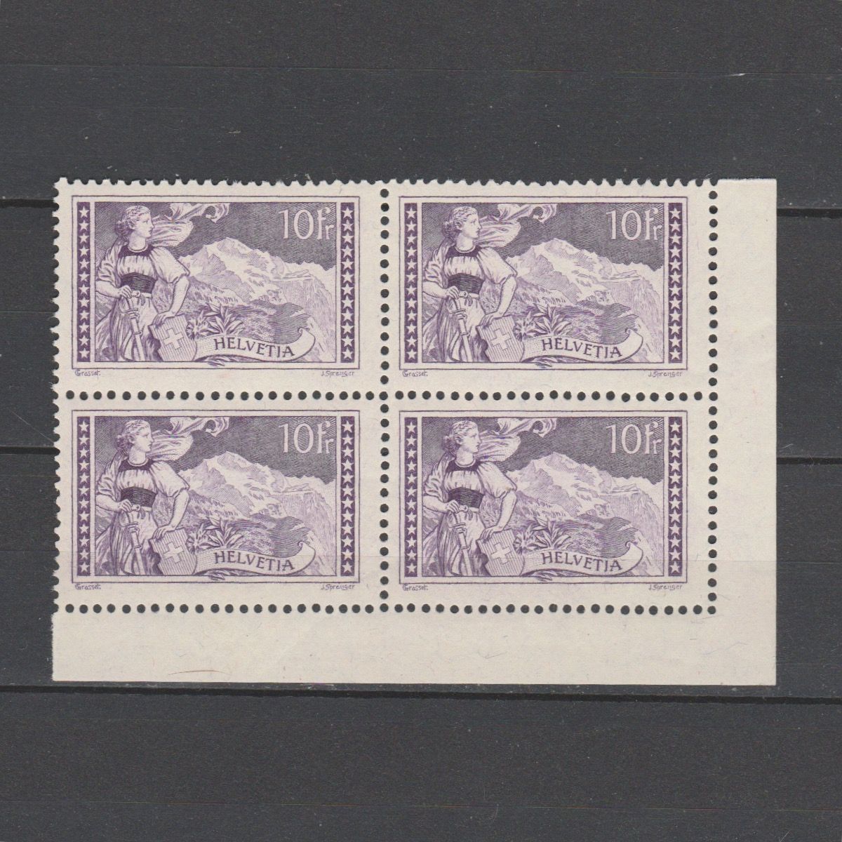 Zwitserland 1914 123 Gebergte in blok van 4