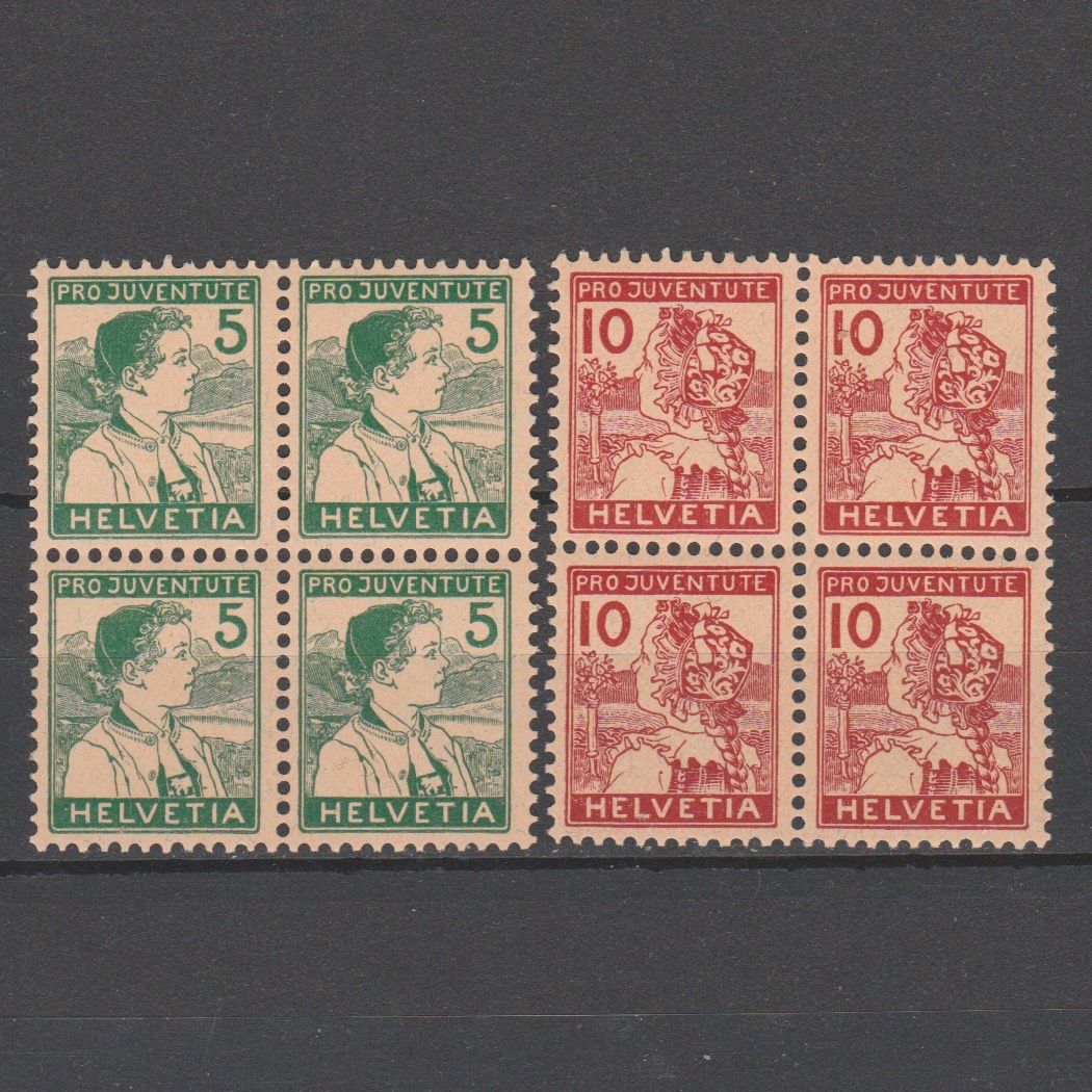 Zwitserland 1915 128-129 Pro Juventute in blok van 4