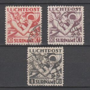 Suriname 1941 LP20-22 Luchtpost gestempeld
