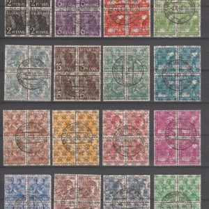 Duitsland 1948 36II-51II 'Netz' opdruk in blokken van 4 gestempeld gekeurd