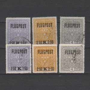 Oostenrijk 1918 225-227 x en y Luchtpost gestempeld