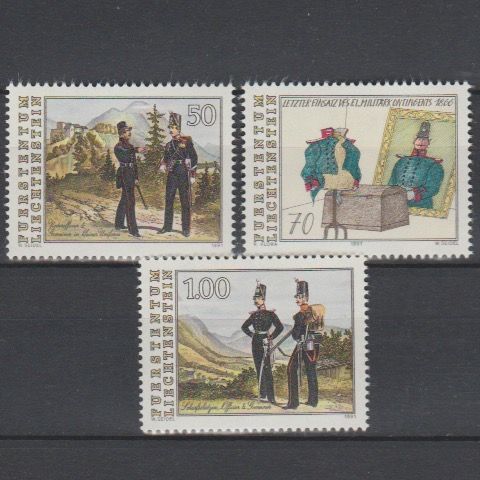 Liechtenstein 1991 1020-1022 125 Jaar Laatste Inzet Leger
