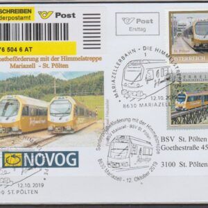 Oostenrijk 2019 3466 NOVOG Maria Zeller Spoorbaan Aangetekende brief/FDC met Privat Marke