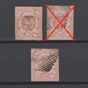 Zwitserland 1852 12 Rayon III gestempeld