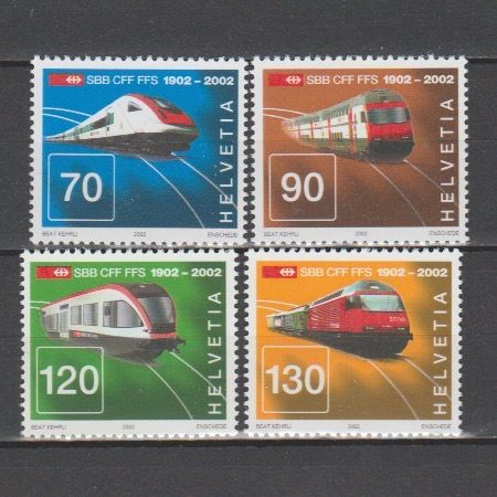 Zwitserland 2002 1778-1781 100 Jaar Zwitserse Spoorwegen